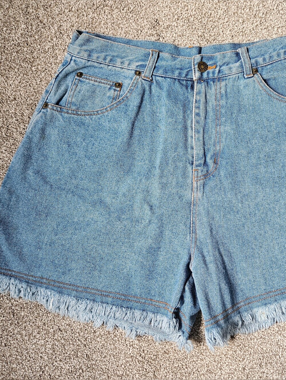 Dixie Blues Super High Rise 100% Cotton Frayed Edge Denim Shorts 30" Waist